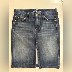 7 For All Mankind Denim Skirt Size 26 Blue Wash Stretch Jean Skirt Made in USA